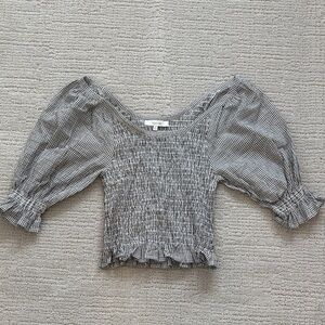 Women's Black and White Gingham Top